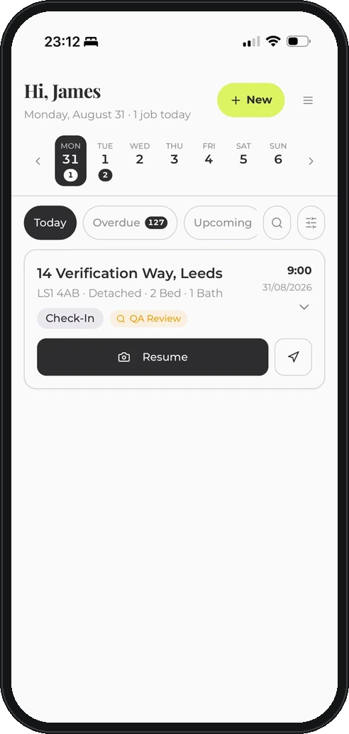 The same inspection day view on the mobile app